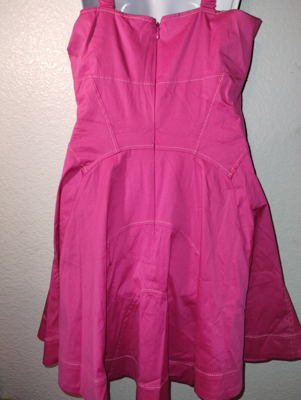 By Anthropologie Dress Hot Pink Size Medium Fit & Flare Barbiecore - Picture 10 of 16